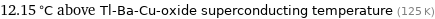 12.15 °C above Tl-Ba-Cu-oxide superconducting temperature (125 K)