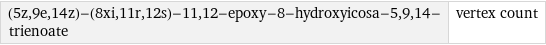 (5z, 9e, 14z)-(8xi, 11r, 12s)-11, 12-epoxy-8-hydroxyicosa-5, 9, 14-trienoate | vertex count