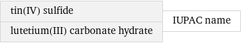 tin(IV) sulfide lutetium(III) carbonate hydrate | IUPAC name