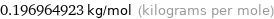 0.196964923 kg/mol (kilograms per mole)