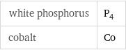 white phosphorus | P_4 cobalt | Co