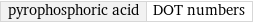 pyrophosphoric acid | DOT numbers