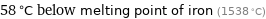 58 °C below melting point of iron (1538 °C)