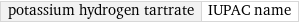 potassium hydrogen tartrate | IUPAC name