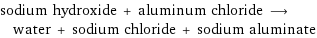 sodium hydroxide + aluminum chloride ⟶ water + sodium chloride + sodium aluminate