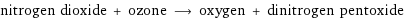 nitrogen dioxide + ozone ⟶ oxygen + dinitrogen pentoxide