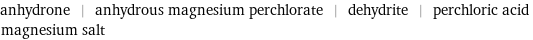 anhydrone | anhydrous magnesium perchlorate | dehydrite | perchloric acid magnesium salt