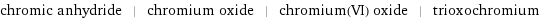 chromic anhydride | chromium oxide | chromium(VI) oxide | trioxochromium