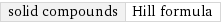 solid compounds | Hill formula