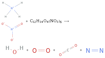  + C12H14O4(NO3)6 ⟶ + + + 