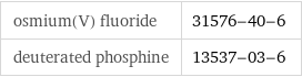 osmium(V) fluoride | 31576-40-6 deuterated phosphine | 13537-03-6
