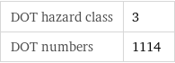 DOT hazard class | 3 DOT numbers | 1114