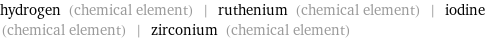 hydrogen (chemical element) | ruthenium (chemical element) | iodine (chemical element) | zirconium (chemical element)