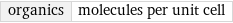 organics | molecules per unit cell