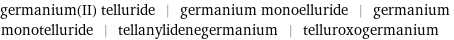 germanium(II) telluride | germanium monoelluride | germanium monotelluride | tellanylidenegermanium | telluroxogermanium