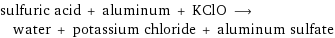 sulfuric acid + aluminum + KClO ⟶ water + potassium chloride + aluminum sulfate