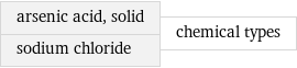 arsenic acid, solid sodium chloride | chemical types