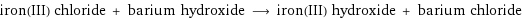 iron(III) chloride + barium hydroxide ⟶ iron(III) hydroxide + barium chloride