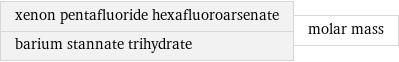 xenon pentafluoride hexafluoroarsenate barium stannate trihydrate | molar mass