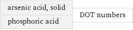 arsenic acid, solid phosphoric acid | DOT numbers