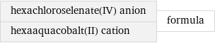 hexachloroselenate(IV) anion hexaaquacobalt(II) cation | formula