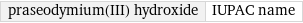 praseodymium(III) hydroxide | IUPAC name