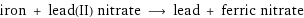 iron + lead(II) nitrate ⟶ lead + ferric nitrate