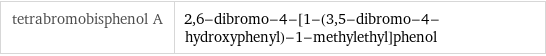 tetrabromobisphenol A | 2, 6-dibromo-4-[1-(3, 5-dibromo-4-hydroxyphenyl)-1-methylethyl]phenol