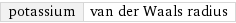 potassium | van der Waals radius