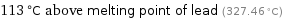 113 °C above melting point of lead (327.46 °C)