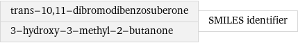 trans-10, 11-dibromodibenzosuberone 3-hydroxy-3-methyl-2-butanone | SMILES identifier