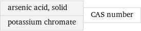 arsenic acid, solid potassium chromate | CAS number