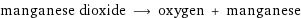 manganese dioxide ⟶ oxygen + manganese