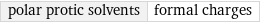 polar protic solvents | formal charges