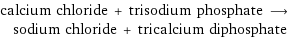 calcium chloride + trisodium phosphate ⟶ sodium chloride + tricalcium diphosphate