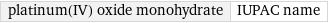 platinum(IV) oxide monohydrate | IUPAC name