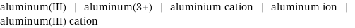 aluminum(III) | aluminum(3+) | aluminium cation | aluminum ion | aluminum(III) cation