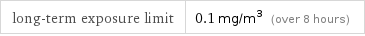 long-term exposure limit | 0.1 mg/m^3 (over 8 hours)