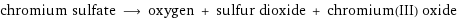 chromium sulfate ⟶ oxygen + sulfur dioxide + chromium(III) oxide