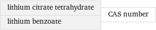 lithium citrate tetrahydrate lithium benzoate | CAS number