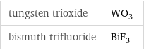 tungsten trioxide | WO_3 bismuth trifluoride | BiF_3