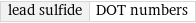 lead sulfide | DOT numbers