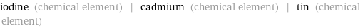 iodine (chemical element) | cadmium (chemical element) | tin (chemical element)