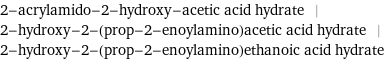 2-acrylamido-2-hydroxy-acetic acid hydrate | 2-hydroxy-2-(prop-2-enoylamino)acetic acid hydrate | 2-hydroxy-2-(prop-2-enoylamino)ethanoic acid hydrate