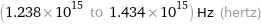 (1.238×10^15 to 1.434×10^15) Hz (hertz)