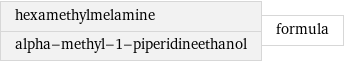 hexamethylmelamine alpha-methyl-1-piperidineethanol | formula