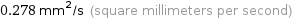 0.278 mm^2/s (square millimeters per second)