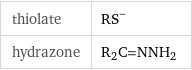 thiolate | (RS)^- hydrazone | R_2C=NNH_2