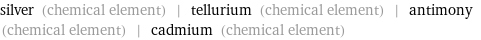 silver (chemical element) | tellurium (chemical element) | antimony (chemical element) | cadmium (chemical element)