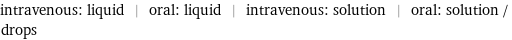 intravenous: liquid | oral: liquid | intravenous: solution | oral: solution / drops